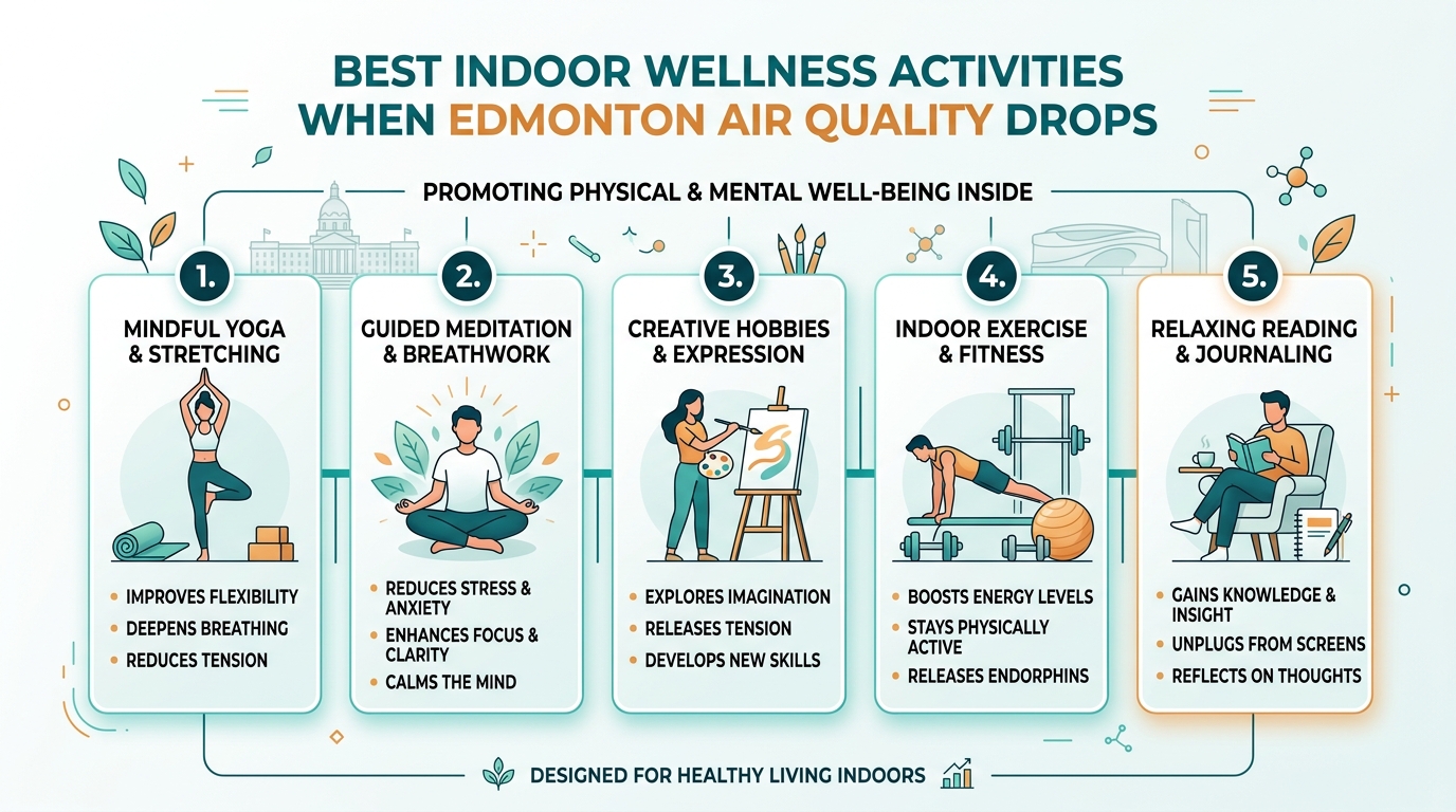 Visual guide to best indoor wellness activities when Edmonton air quality drops