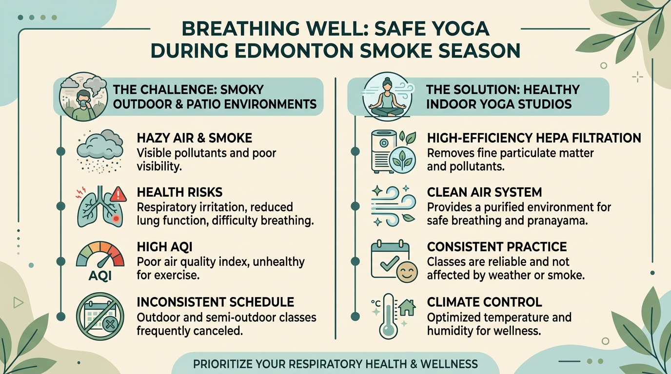 Visual guide to indoor patio yoga studios Edmonton smoke season alternatives