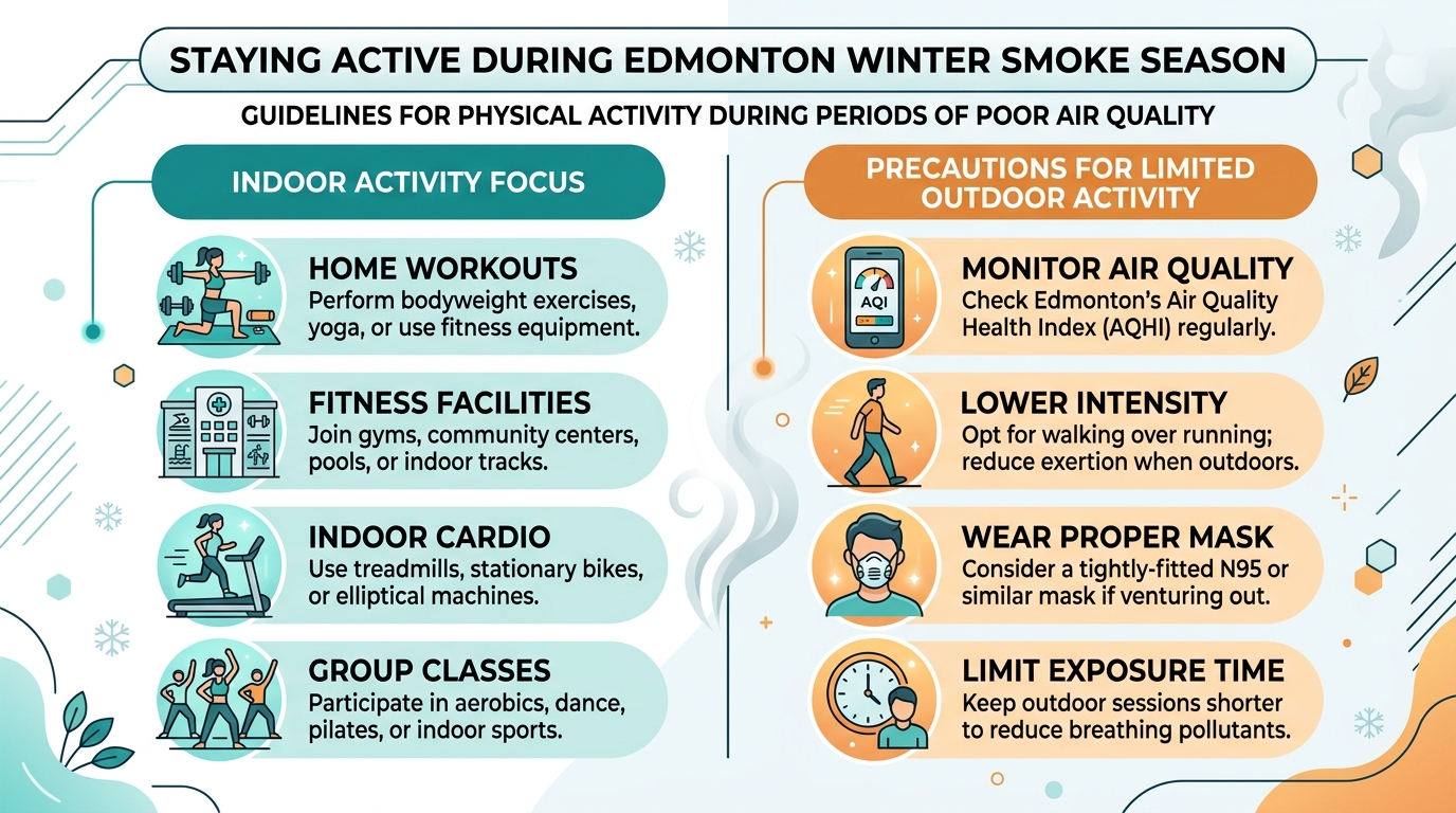 Visual guide to how to stay active during Edmonton winter smoke season