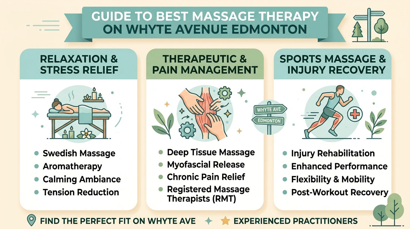 Visual guide to best massage therapy in Whyte Avenue Edmonton