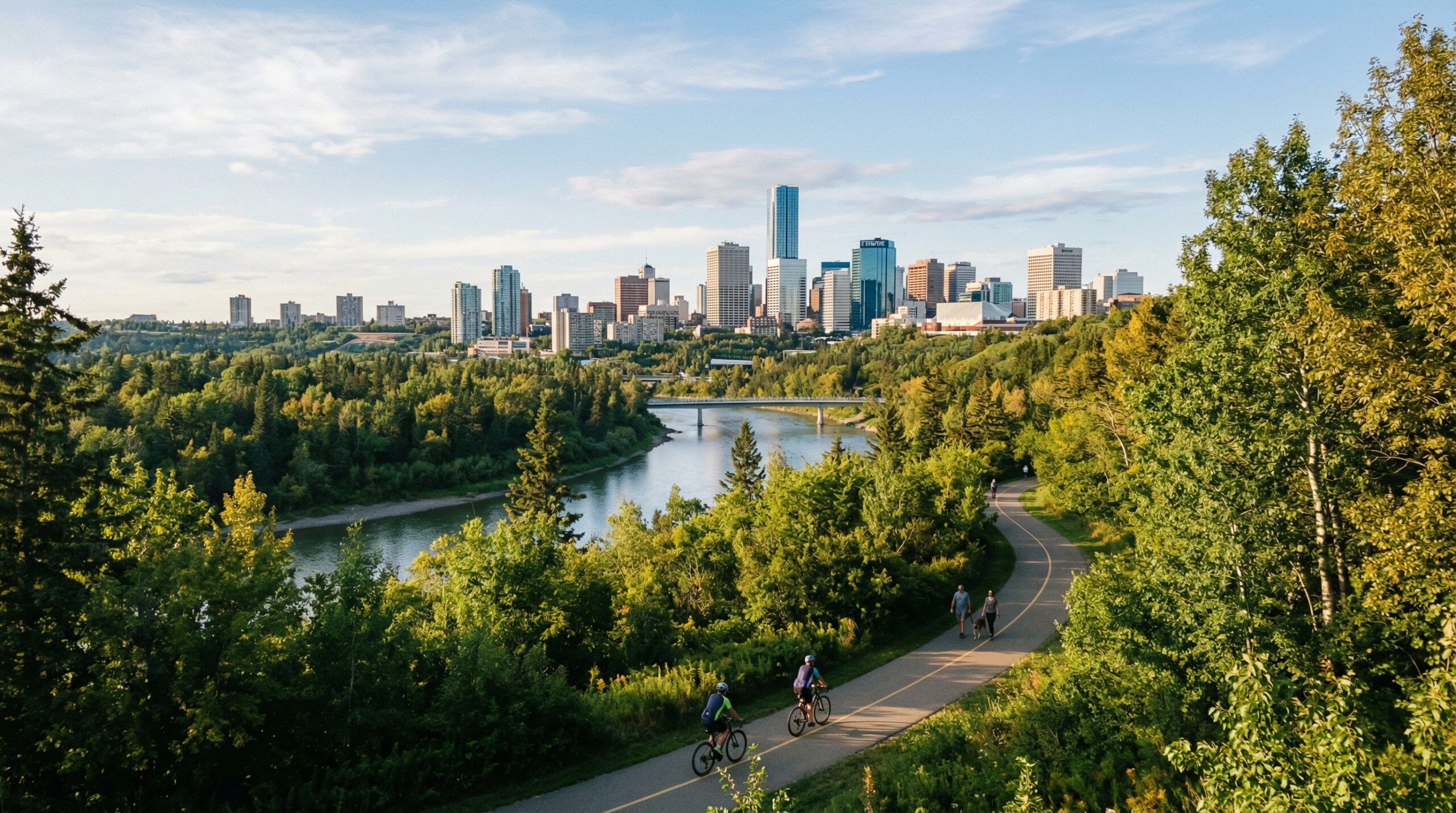 Edmonton River Valley trail and neighborhood wellness scene
