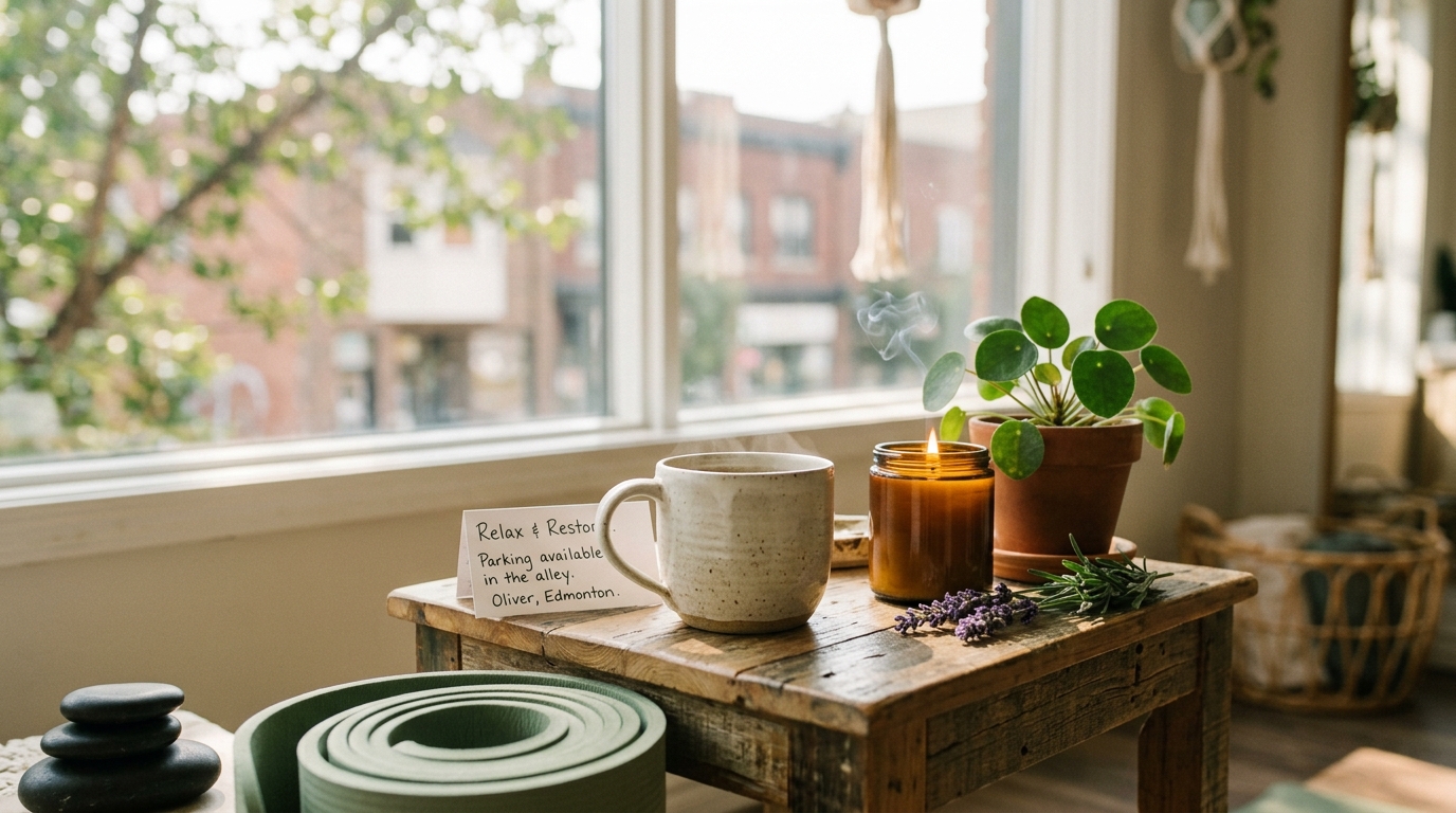 Detail shot for yoga studios near Oliver Edmonton with parking