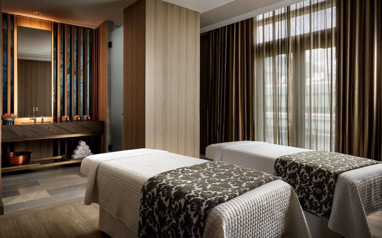 A couples treatment room at Spa by JW in the JW Marriott Edmonton